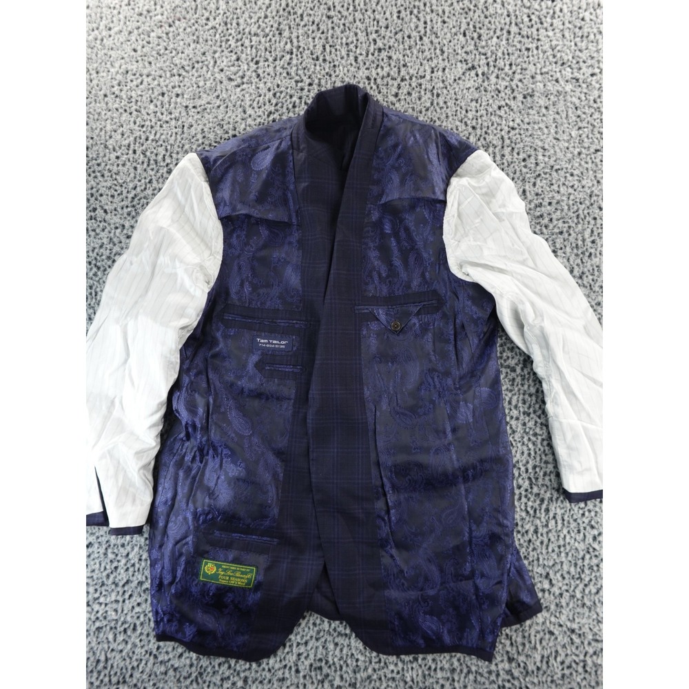 Bespoke 44 L Loro Piana " 4 Seasons " Super 130's Navy Blue Double Windowpane - Picture 8 of 16